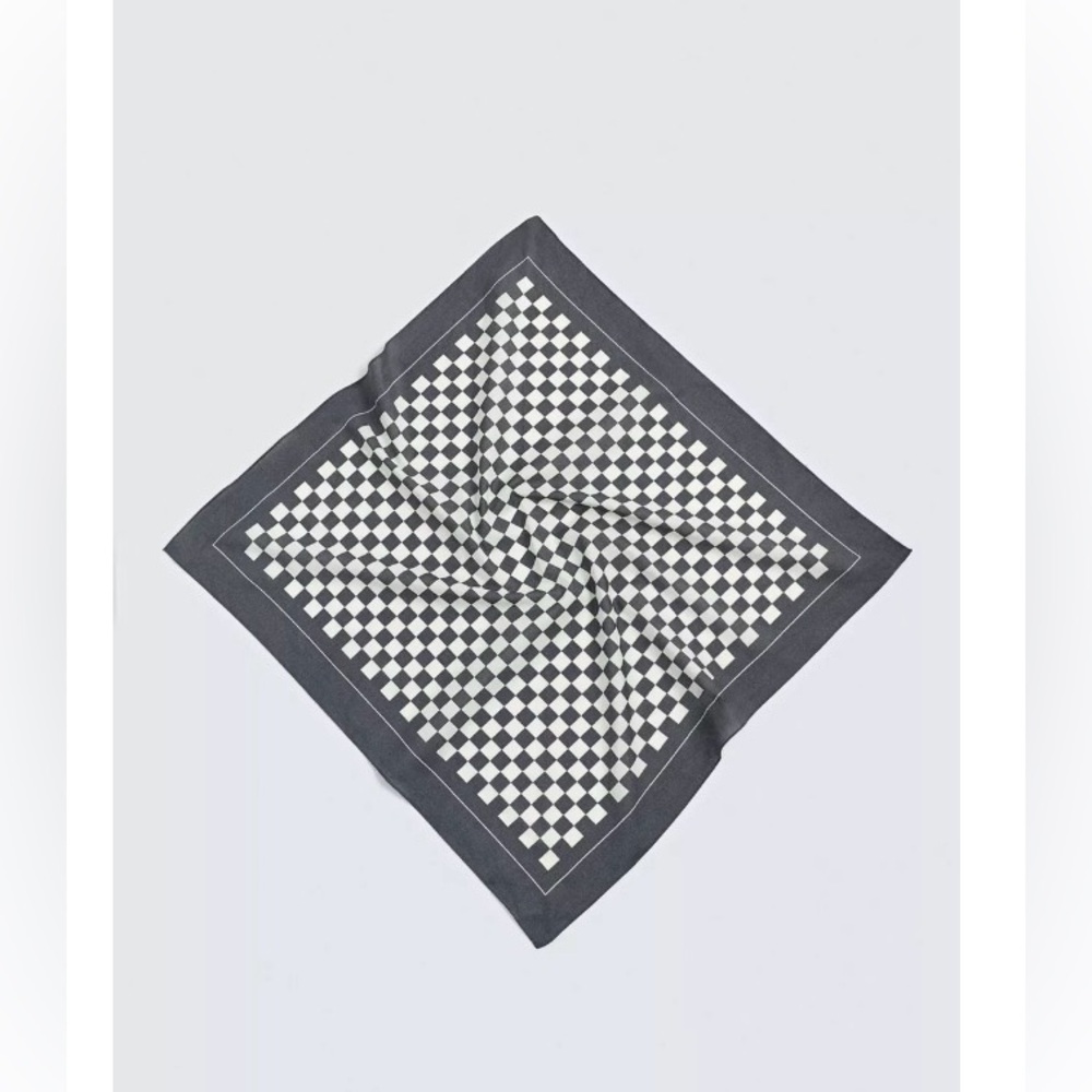 Zara Checkered Gray and White Men's Handkerchief